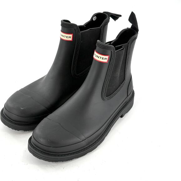 Hunter Commando Chelsea Boots 10 Black NWOT Ankle Booties Rain Wellies - Picture 7 of 8